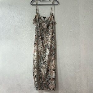Snake print long slip dress